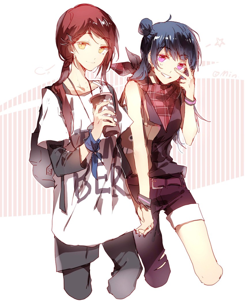 tsushima yoshiko and sakurauchi riko (love live! and 1 more) drawn by min_(120716)