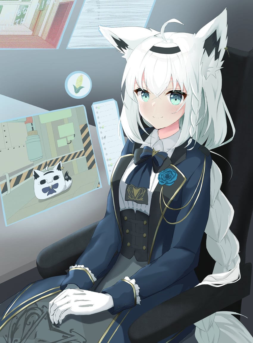 shirakami fubuki and miteiru (hololive and 2 more) drawn by hiragi_moka