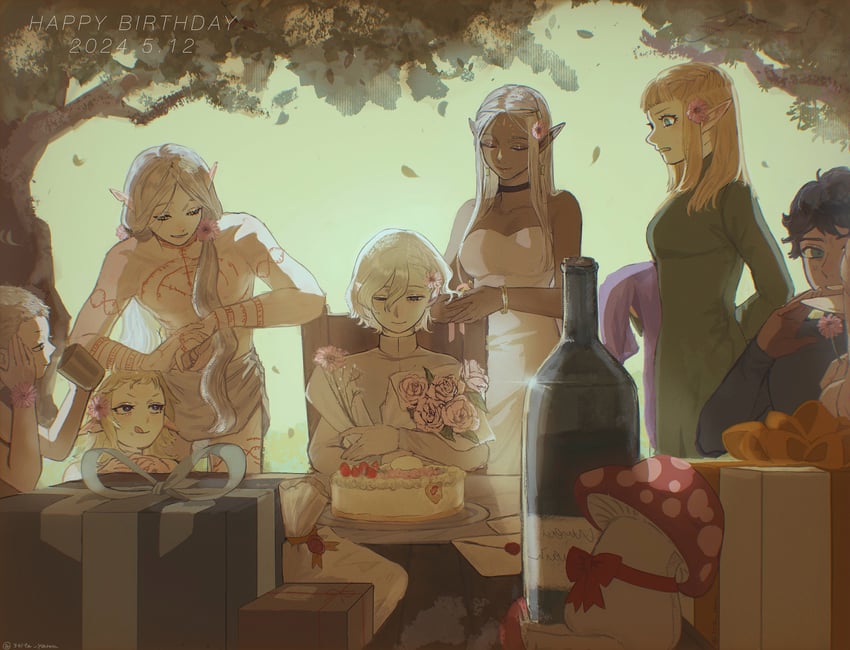 mithrun, kabru, fleki, walking mushroom, lycion, and 3 more (dungeon meshi) drawn by momite_(3sita_yarou)