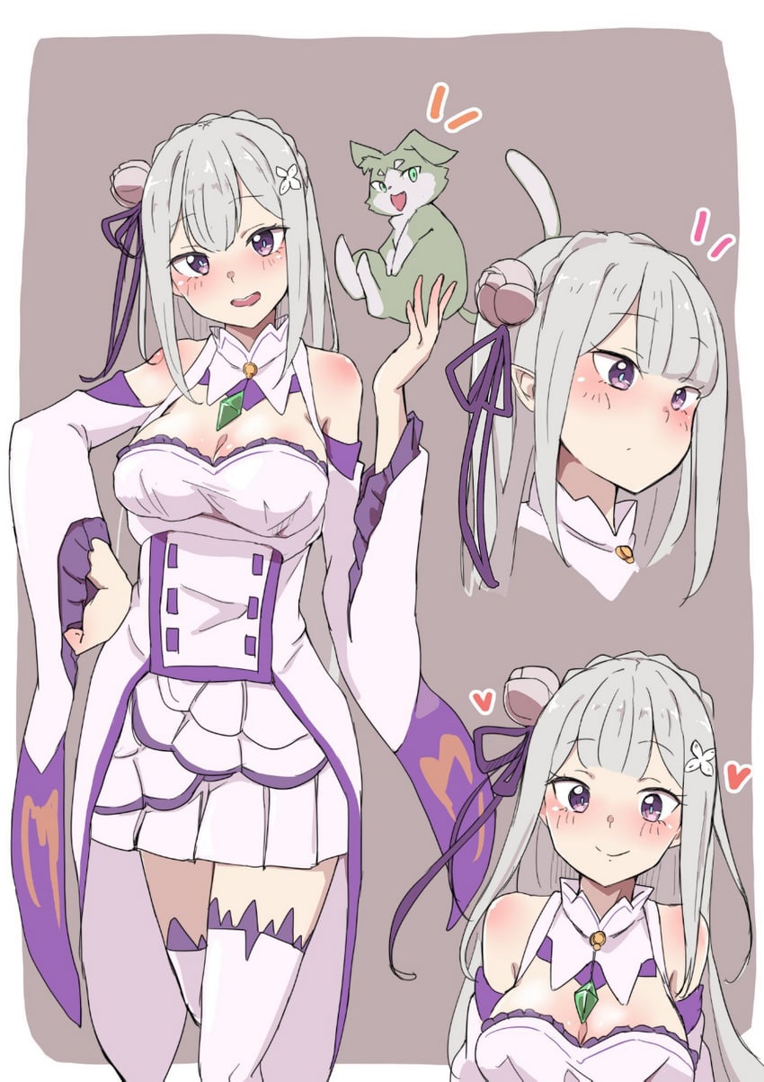 emilia and puck (re:zero kara hajimeru isekai seikatsu) drawn by spvrud3z2