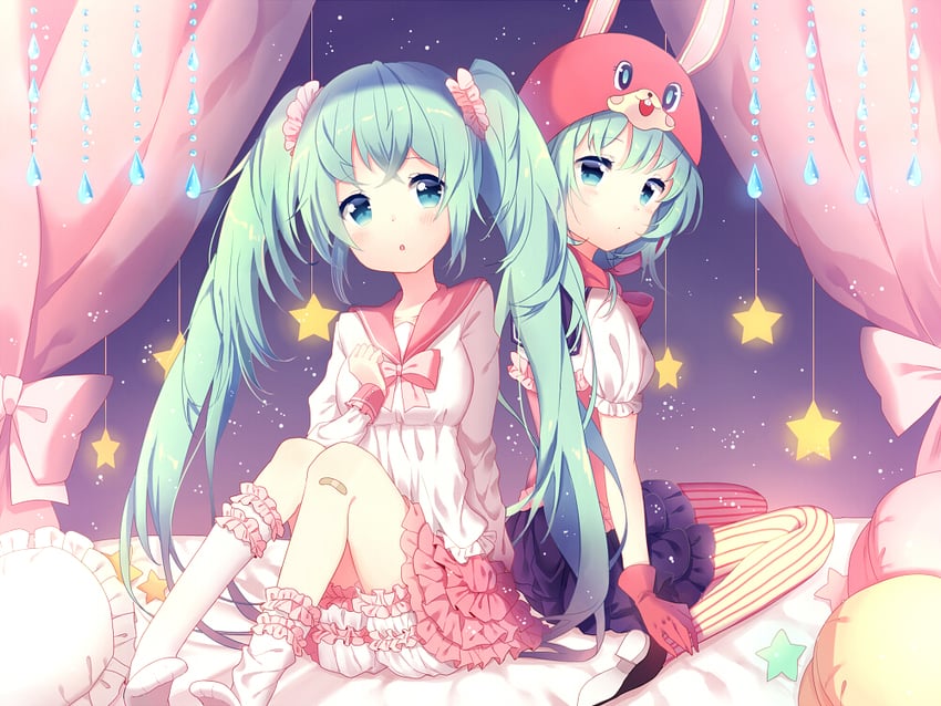 hatsune miku (vocaloid and 1 more) drawn by natsume3304