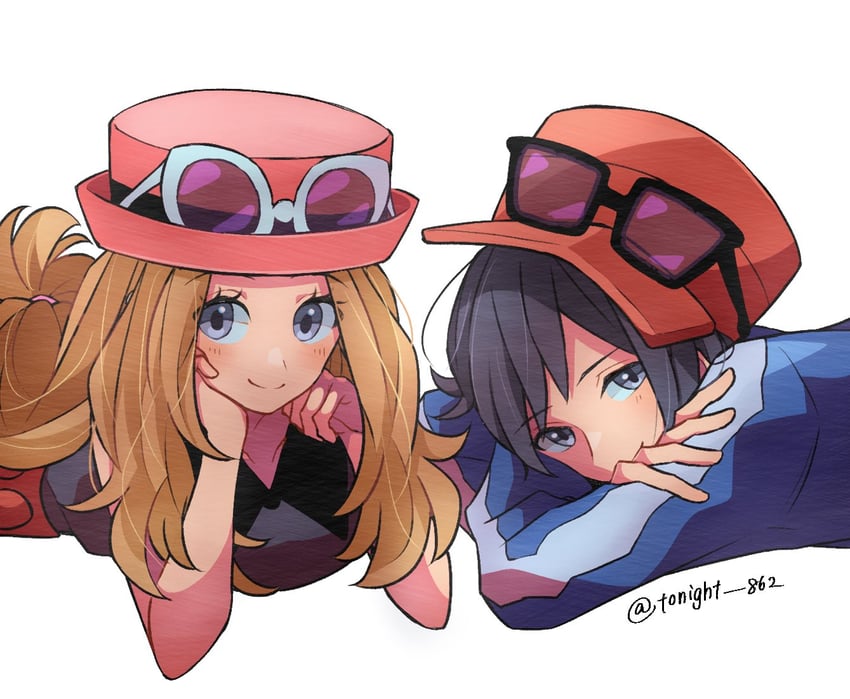 serena and calem (pokemon and 1 more) drawn by rain_(tonight_862)
