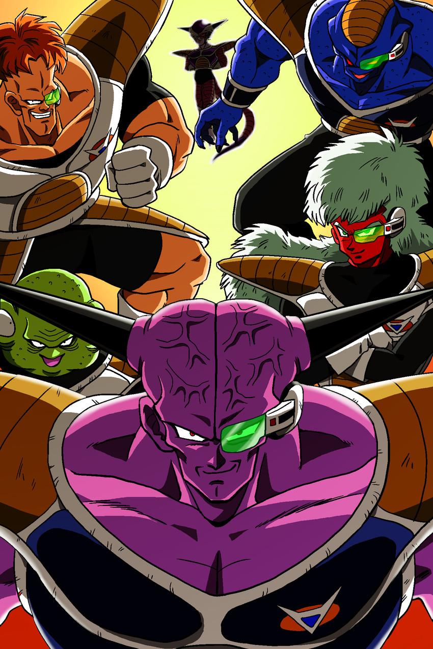 frieza, 1st form frieza, captain ginyu, jeice, burter, and 3 more (dragon ball and 1 more) drawn by shinomiya_akino