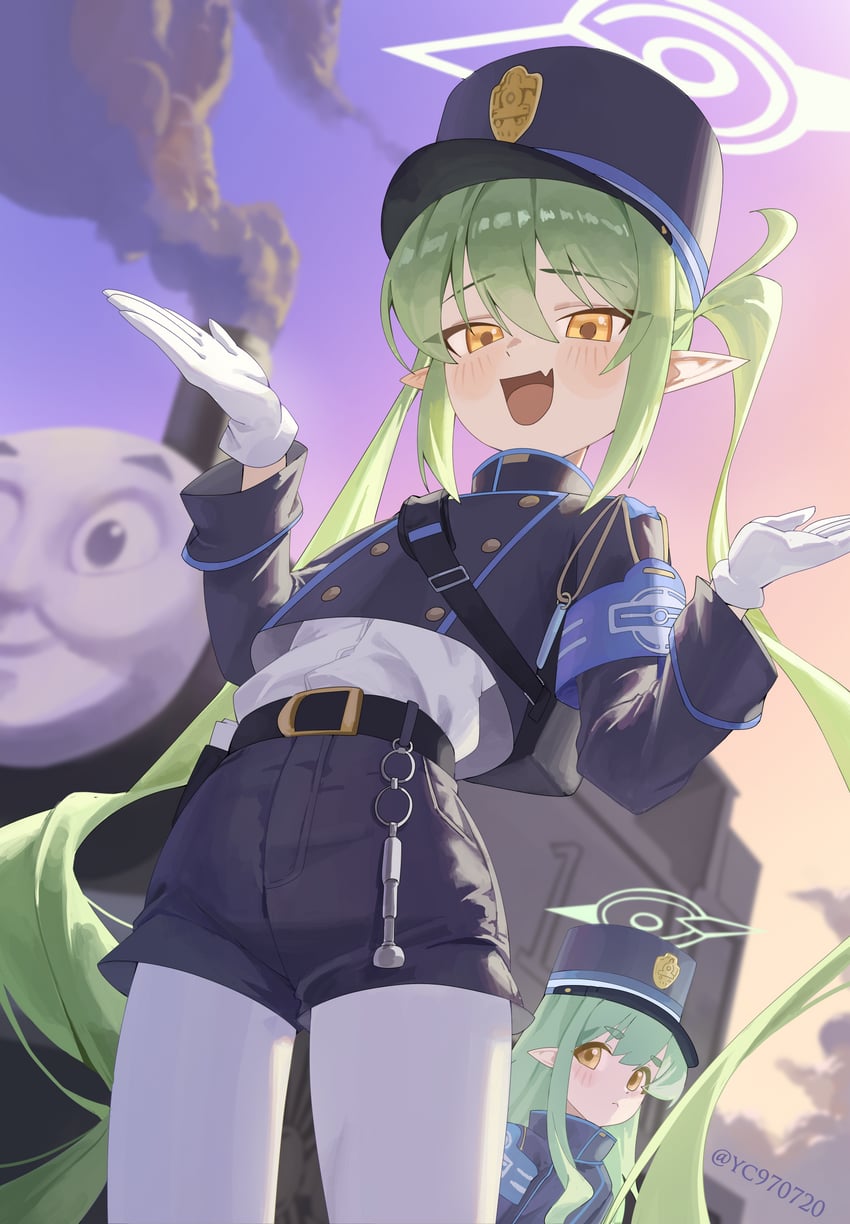 hikari, nozomi, and thomas the tank engine (blue archive and 1 more) drawn by syc2159