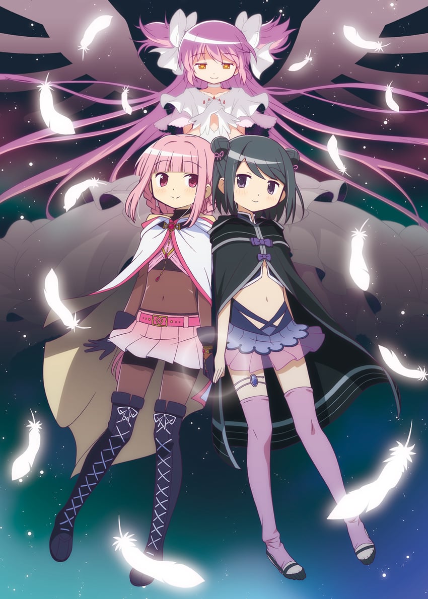 kaname madoka, ultimate madoka, tamaki iroha, and kuroe (mahou shoujo madoka magica and 1 more) drawn by gecchu
