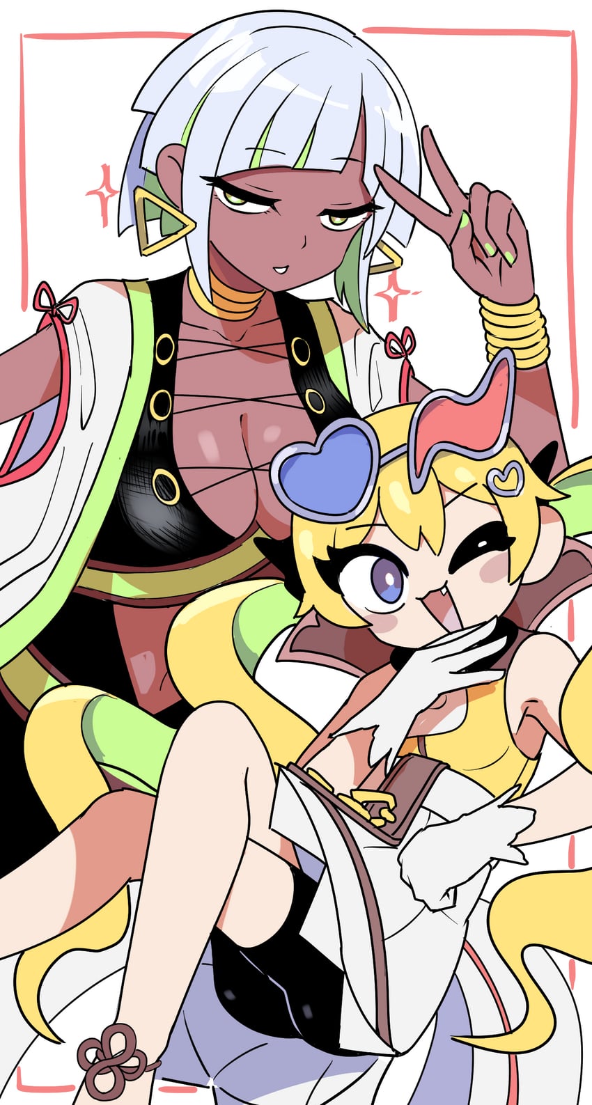 evil twin's trouble sunny, sunny, and luna (yu-gi-oh!) drawn by wadatsumi_(sense11531153)