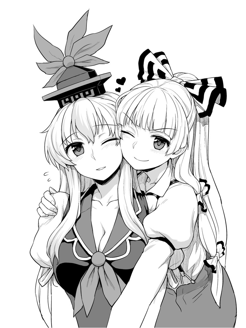 fujiwara no mokou and kamishirasawa keine (touhou) drawn by itou_yuuji