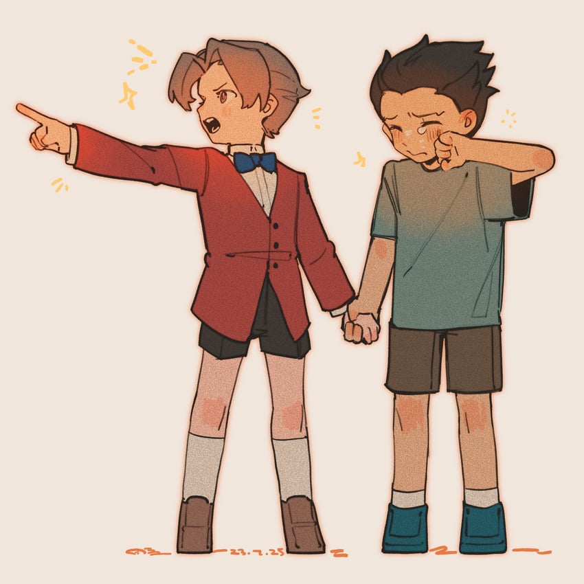 phoenix wright and miles edgeworth (ace attorney) drawn by ajowhite