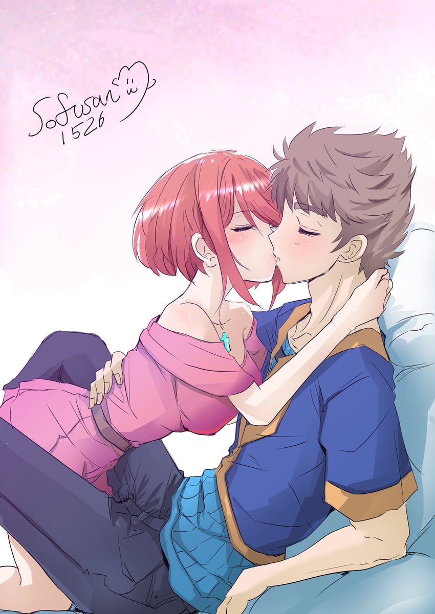 pyra and rex (xenoblade chronicles and 2 more) drawn by sofusan1526