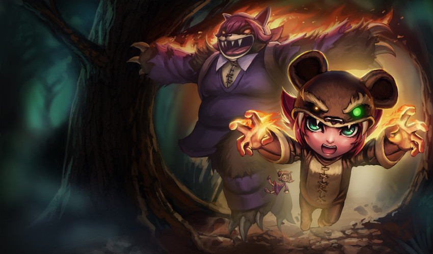 annie, tibbers, and reverse annie (league of legends) drawn by kienan_lafferty