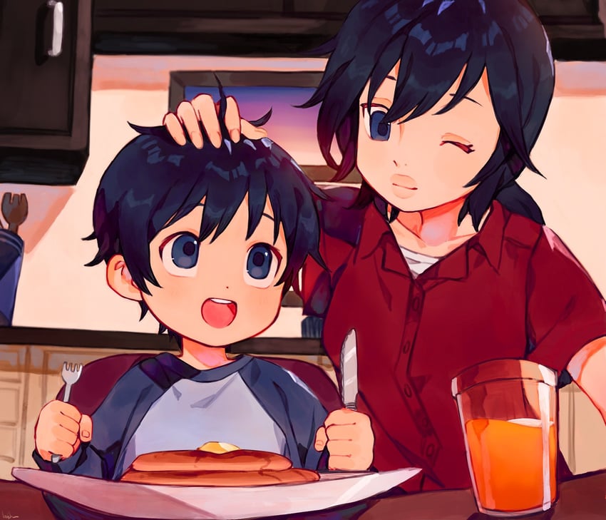 fujinuma satoru and fujinuma sachiko (boku dake ga inai machi) drawn by nemui_(nemuriyagi)