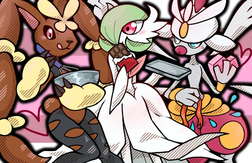 gardevoir, mega gardevoir, lopunny, mega lopunny, medicham, and 1 more (pokemon and 1 more) drawn by meruru_gu