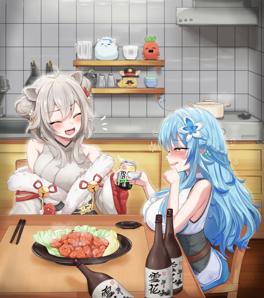 yukihana lamy, shishiro botan, ssrb, nekko, yukimin, and 1 more (hololive) drawn by cafelittle