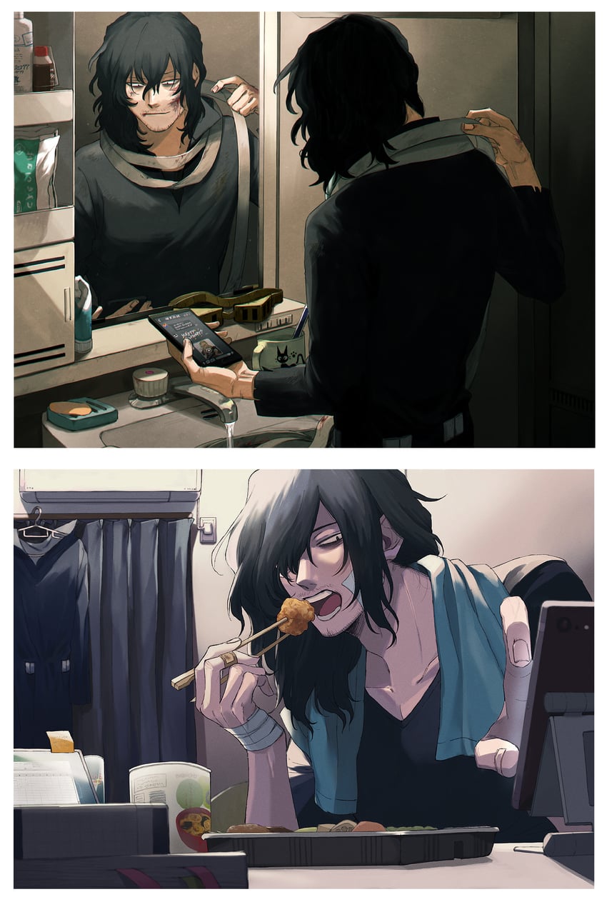 aizawa shota and present mic (boku no hero academia and 1 more) drawn by rnuyvm