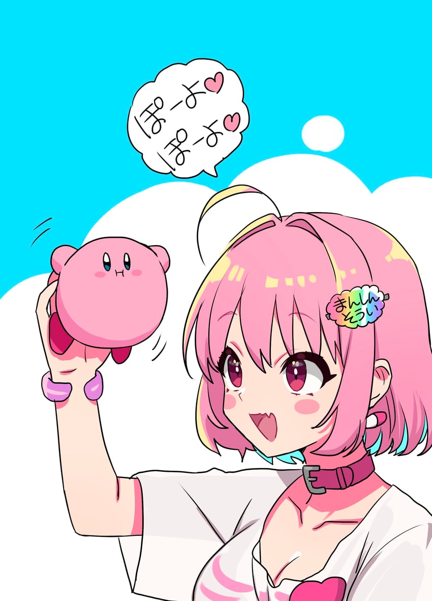 kirby and yumemi riamu (idolmaster and 2 more) drawn by sukoyaka_(100hituzi)
