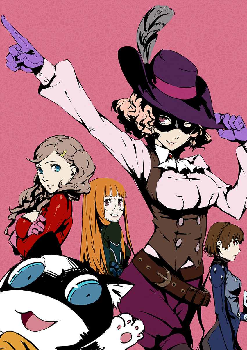 takamaki anne, sakura futaba, niijima makoto, okumura haru, morgana, and 4 more (persona and 1 more) drawn by club3