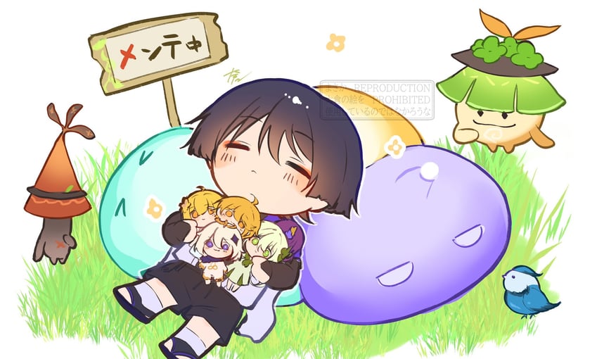 lumine, raiden shogun, scaramouche, aether, nahida, and 6 more (genshin impact) drawn by nero_hanken