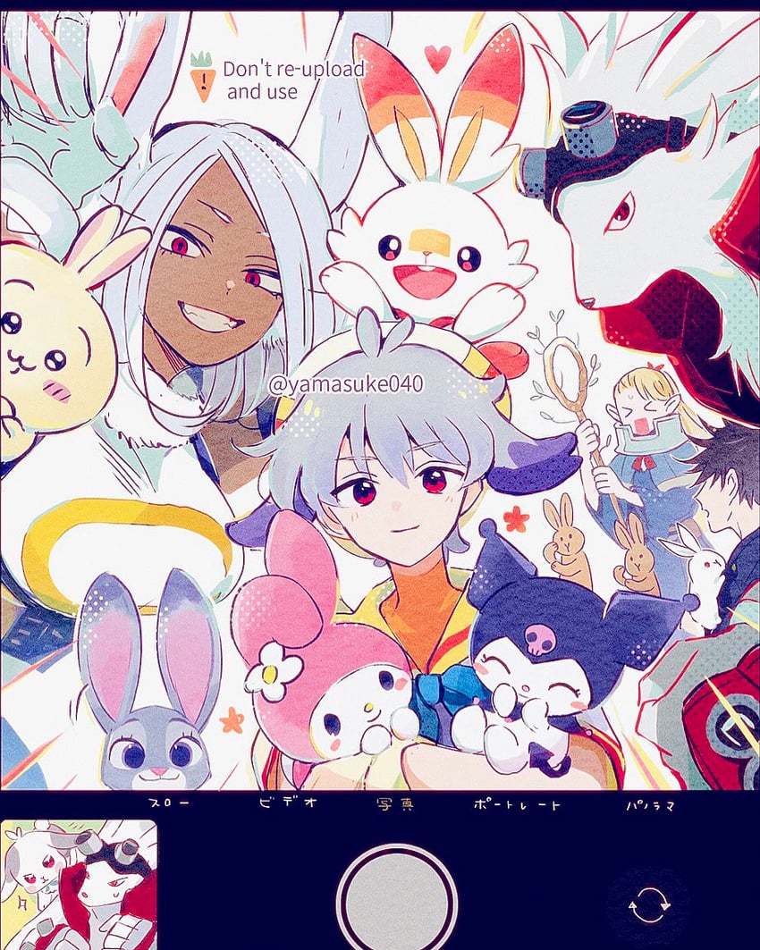mirko, marcille donato, fushiguro megumi, scorbunny, my melody, and 6 more (pokemon and 10 more) drawn by yamasuke040