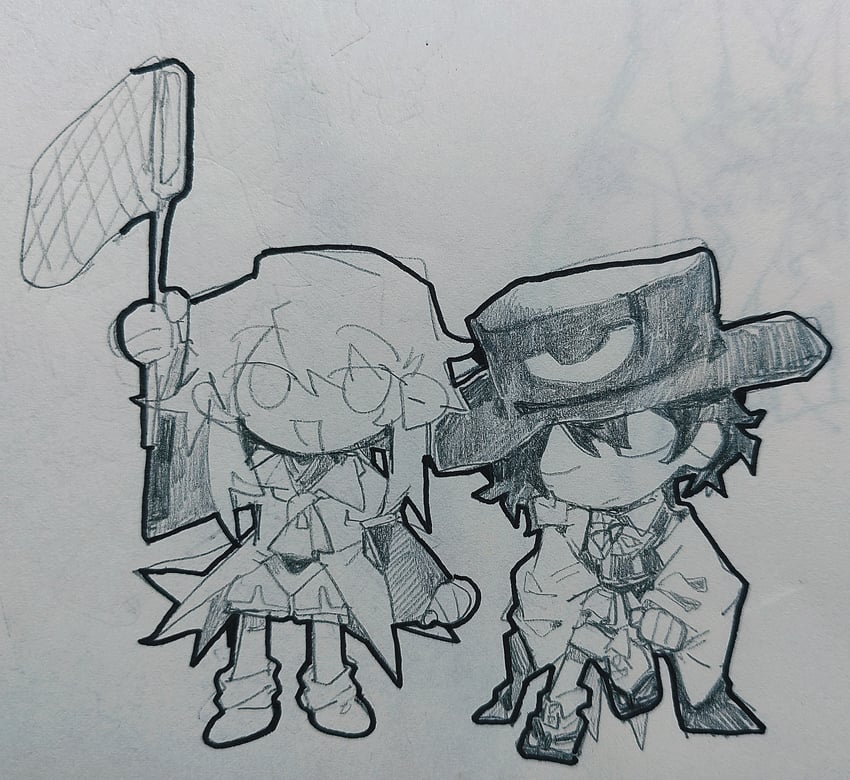 enraku tsubakura and houlen yabusame (len'en) drawn by aaayamitsu