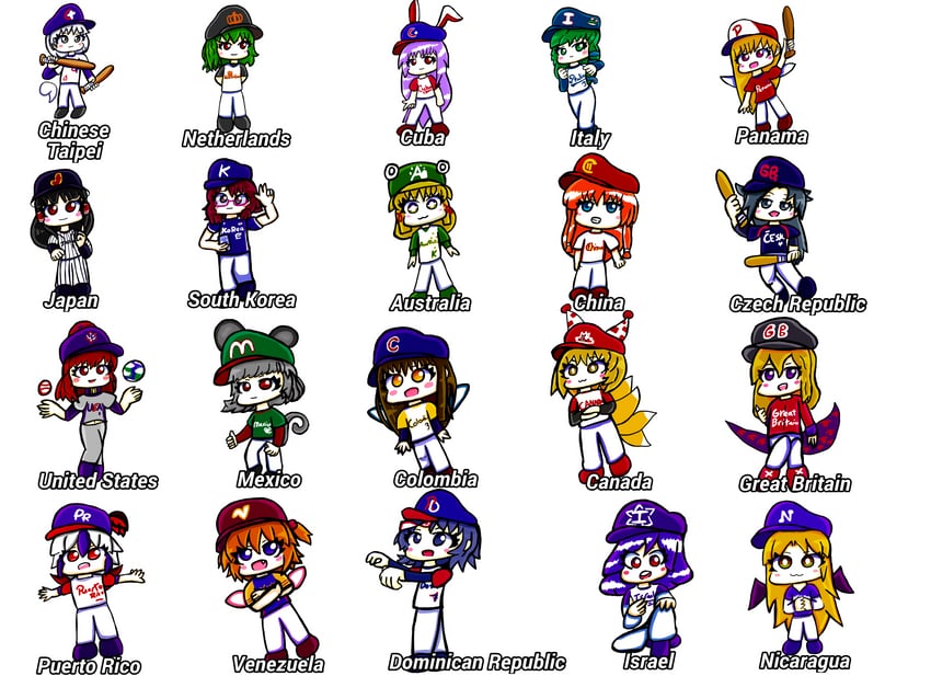 hakurei reimu, kochiya sanae, konpaku youmu, yakumo yukari, reisen udongein inaba, and 15 more (touhou) drawn by kerubin_art