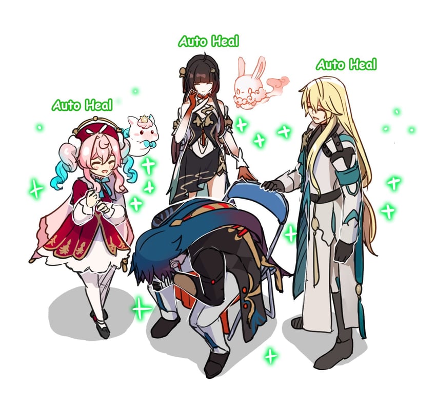 blade, hyacine, lingsha, luocha, little ica, and 1 more (honkai and 1 more) drawn by pun-rii