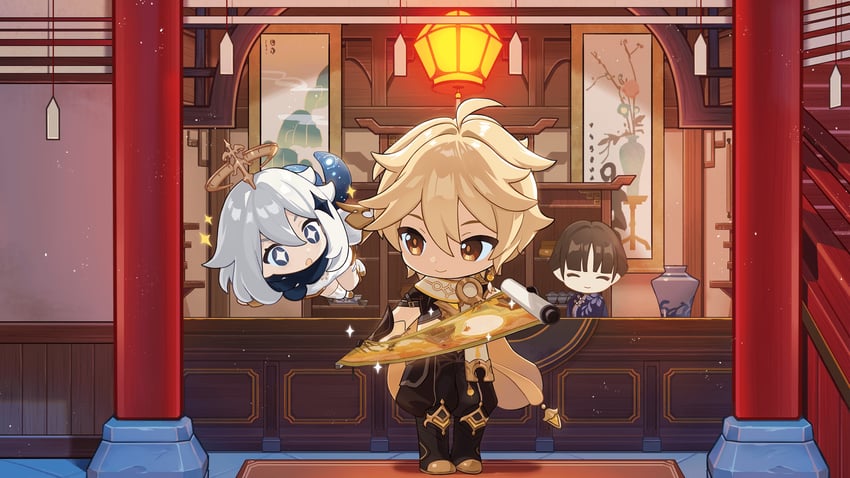 aether and paimon (genshin impact)