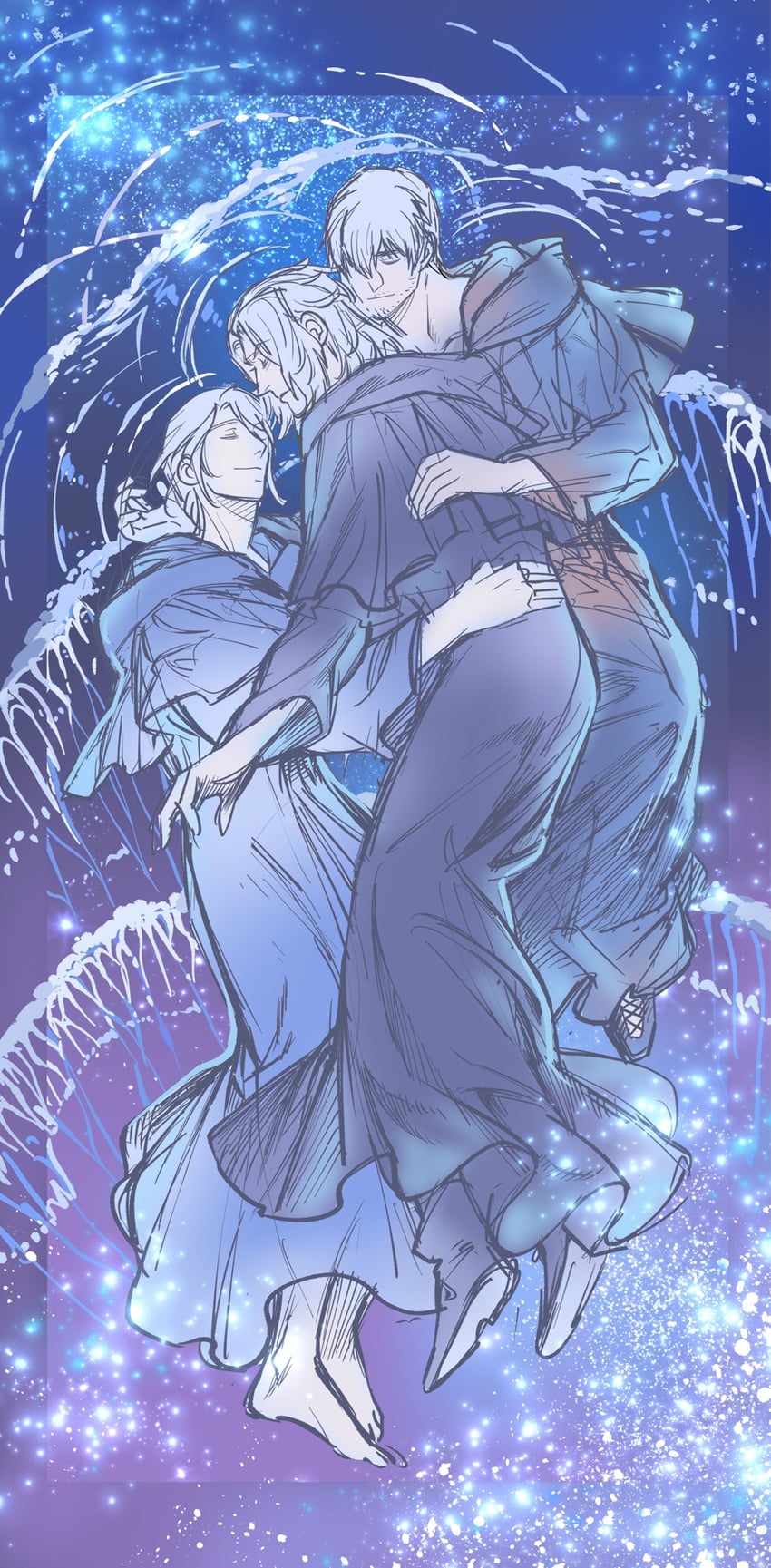 warrior of light, adventurer, emet-selch, and hythlodaeus (final fantasy and 1 more) drawn by 5altybitter5