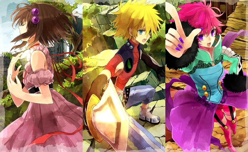 reala, kyle dunamis, and harold berselius (tales of and 2 more) drawn by shiya_(rock0)