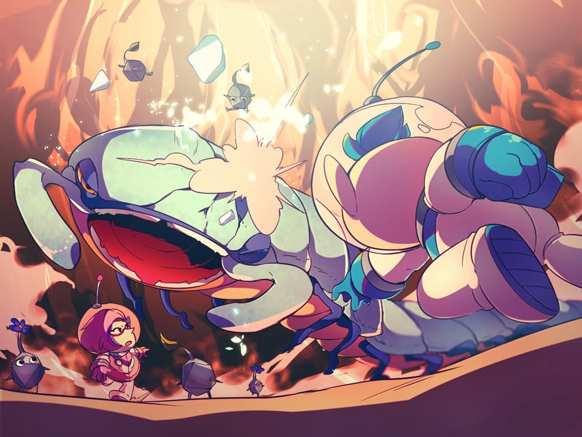 rock pikmin, alph, brittany, and armored mawdad (pikmin and 1 more) drawn by shirushiki