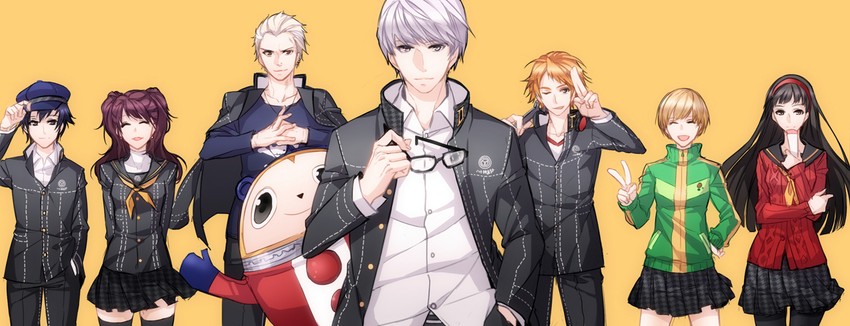 narukami yu, shirogane naoto, satonaka chie, kujikawa rise, amagi yukiko, and 3 more (persona and 1 more) drawn by aile_(crossroads)