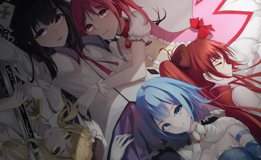 akemi homura, kaname madoka, miki sayaka, sakura kyoko, and tomoe mami (mahou shoujo madoka magica) drawn by eps3rd