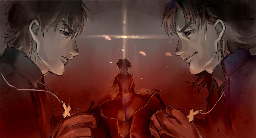 kotomine kirei and emiya kiritsugu (fate and 2 more) drawn by ube