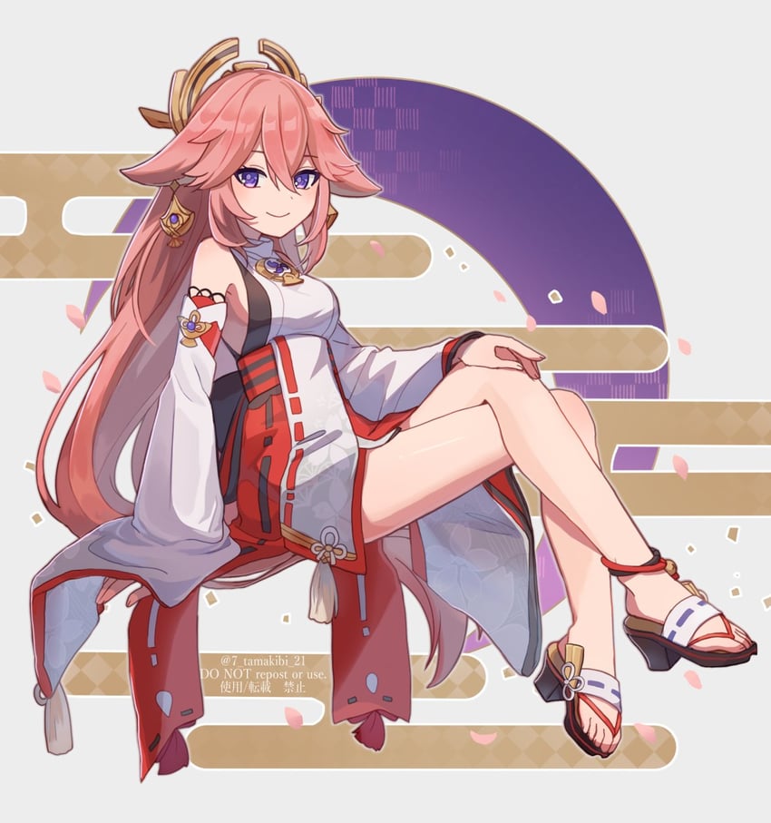 yae miko (genshin impact) drawn by corn_kuten