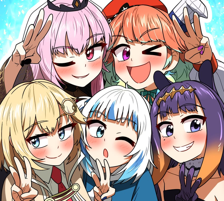 gawr gura, mori calliope, ninomae ina'nis, takanashi kiara, and watson amelia (hololive and 1 more) drawn by ddolbang