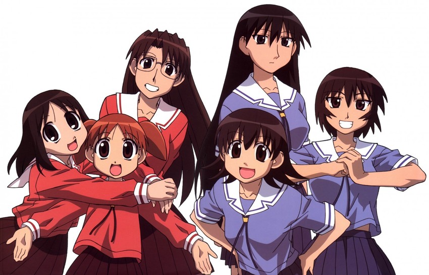 kasuga ayumu, mihama chiyo, sakaki, takino tomo, kagura, and 1 more (azumanga daioh)