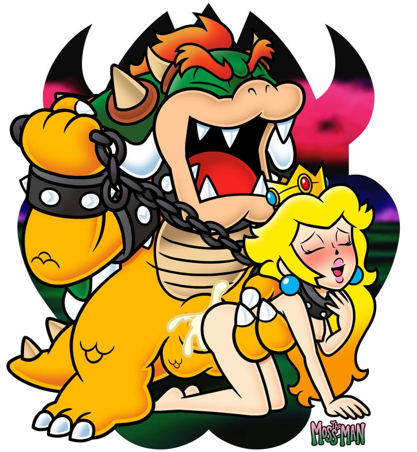 princess peach and bowser (mario) drawn by the_moss-man