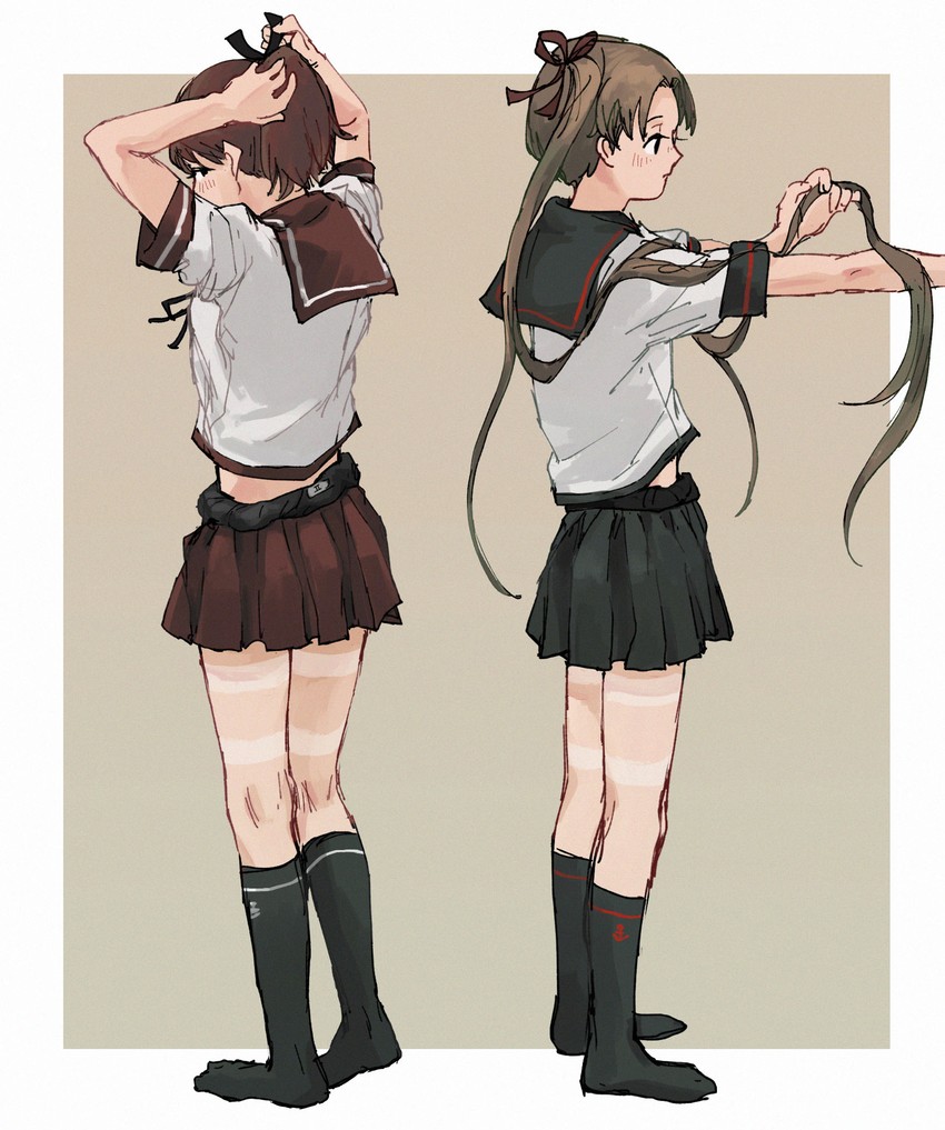 shikinami, ayanami, and ayanami kai ni (kantai collection) drawn by zippo_teifujou