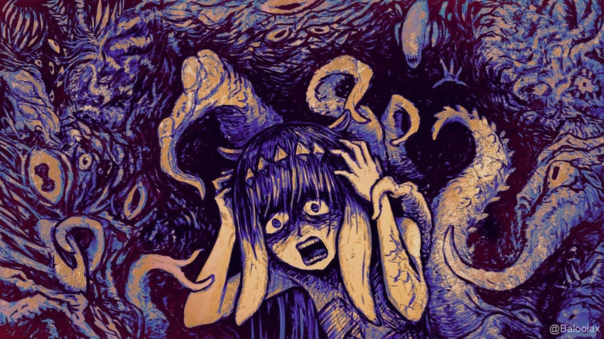 ninomae ina'nis and xenomorph (hololive and 2 more) drawn by baloolax