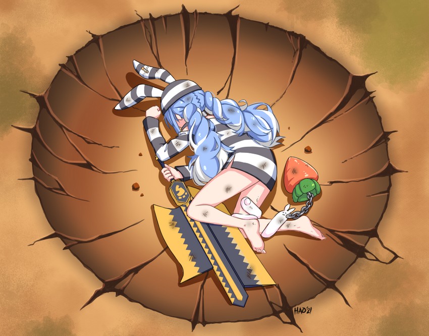 usada pekora and don-chan (hololive and 4 more) drawn by hao1190