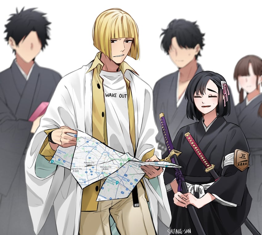 hirako shinji and hinamori momo (bleach and 1 more) drawn by ioshiruko