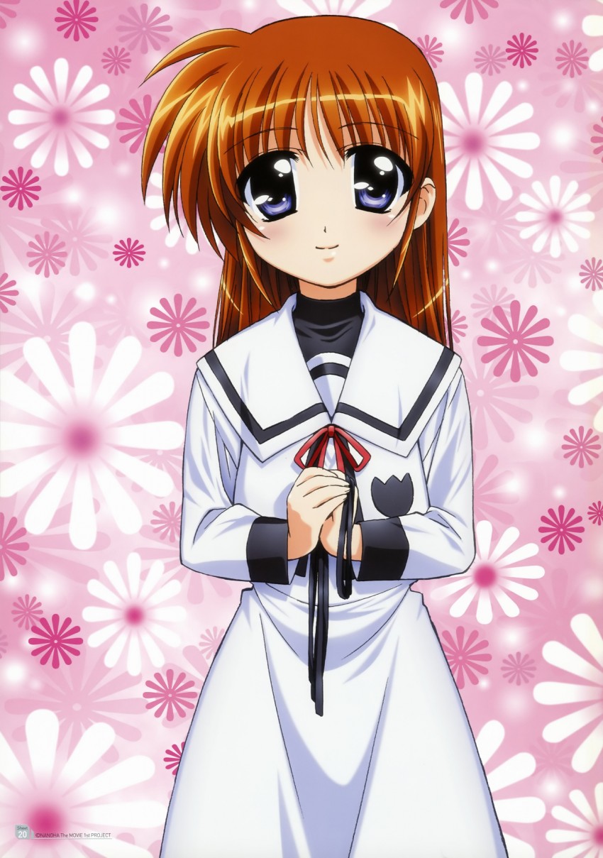 takamachi nanoha (lyrical nanoha and 2 more) drawn by okuda_yasuhiro