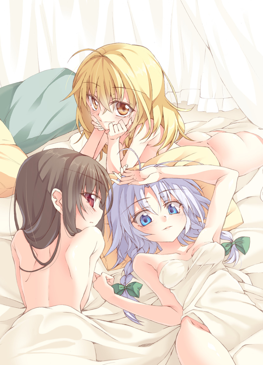 hakurei reimu, kirisame marisa, and izayoi sakuya (touhou) drawn by ina_(inadahime)