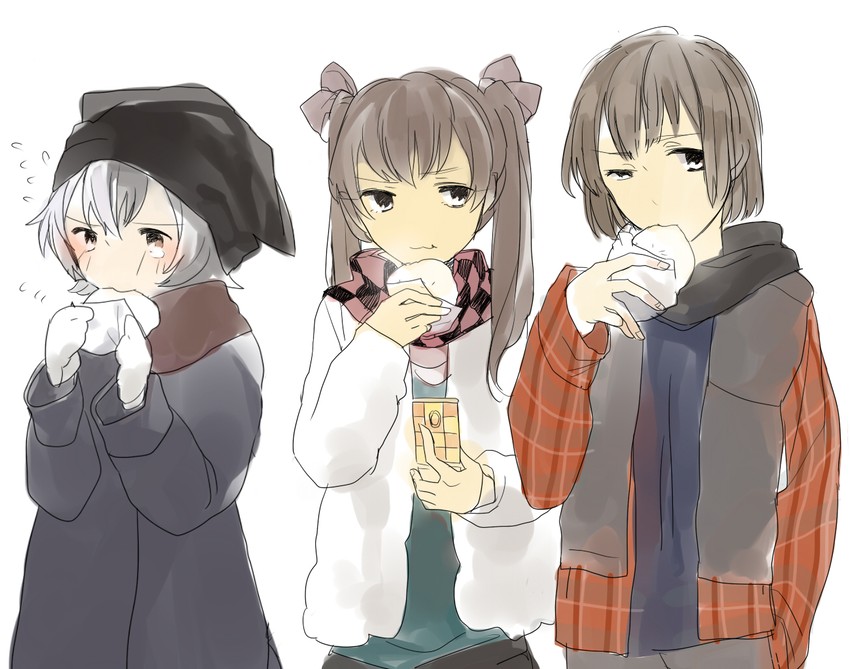 shameimaru aya, inubashiri momiji, and himekaidou hatate (touhou) drawn by kinoko_(makuros)