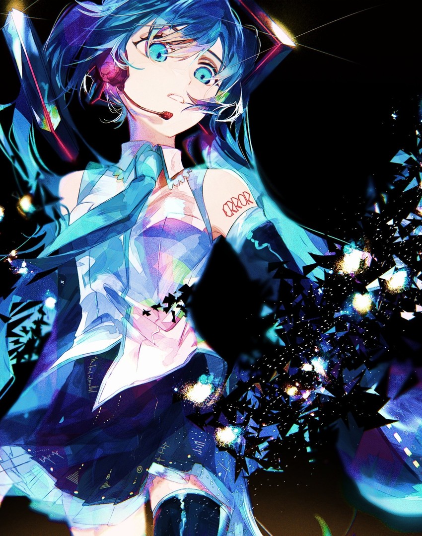 hatsune miku (vocaloid and 1 more) drawn by karanagare