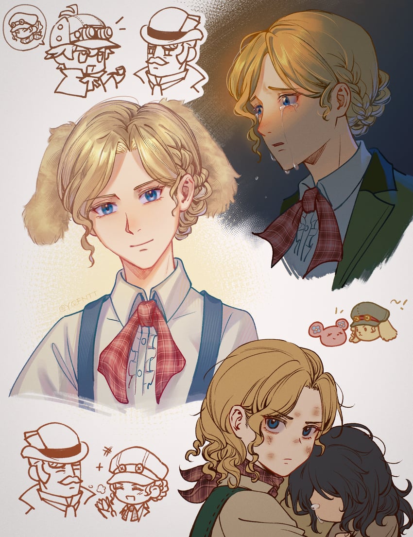 herlock sholmes, iris wilson, gina lestrade, and tobias gregson (ace attorney and 1 more) drawn by kaze_(yznyttdgs)