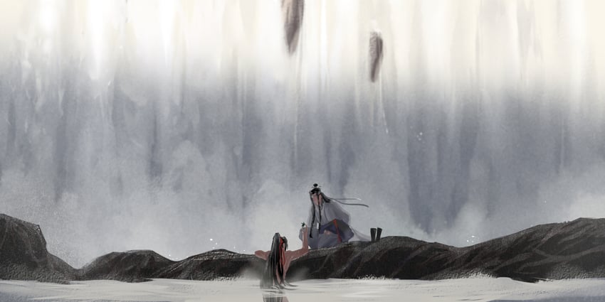 wei wuxian and lan wangji (modao zushi) drawn by xianduguaitan