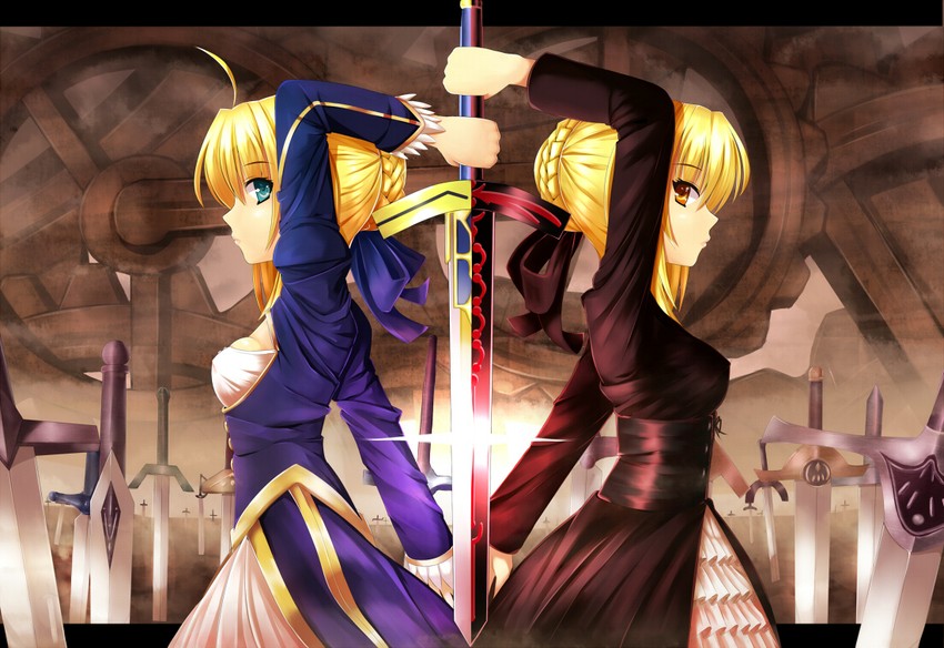 artoria pendragon, saber, and saber alter (fate and 2 more) drawn by cafeore