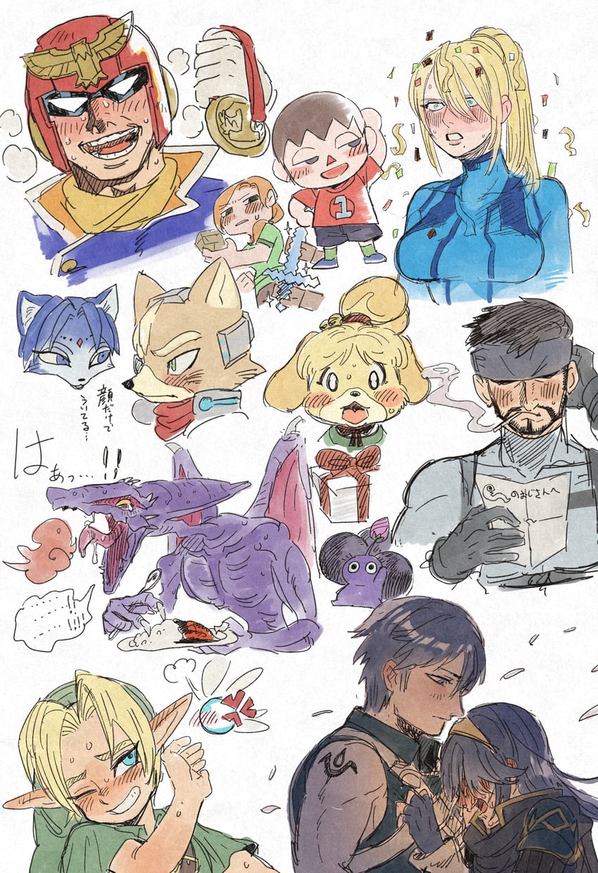 link, samus aran, lucina, isabelle, young link, and 10 more (fire emblem and 11 more) drawn by dancho_no_mori