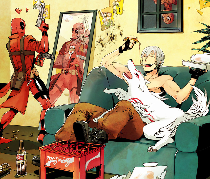 ryu, dante, deadpool, spider-man, amaterasu, and 2 more (street fighter and 9 more) drawn by sen_nai