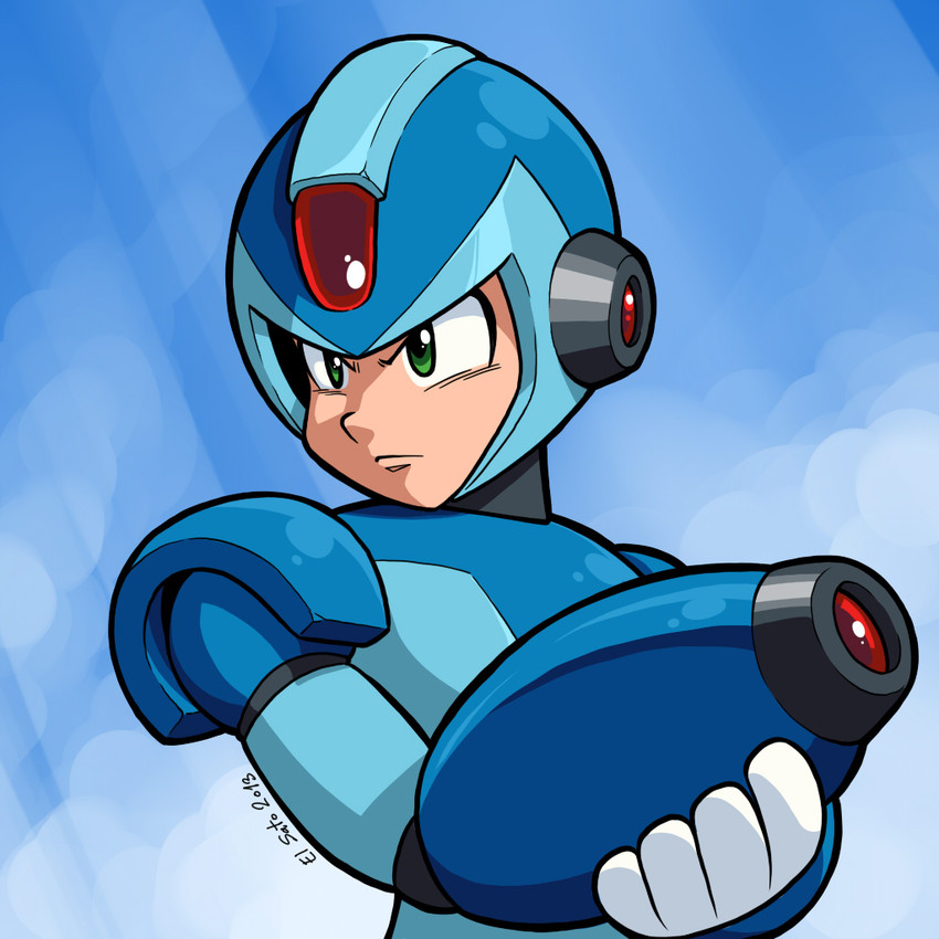 x (mega man and 1 more) drawn by el-sato